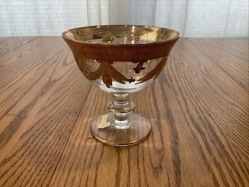 Interglass / Arte Italica MEDICI Italy Crystal Compote Serving Bowl - 24K SET 4 - Picture 3 of 8