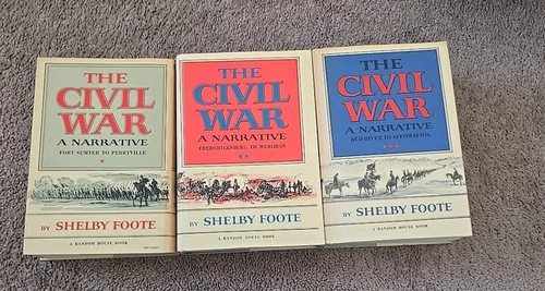 The Civil War: A Narrative Shelby Foote 3 Volumes 1958 1963 1974 1st Ed HC DJ