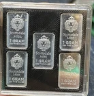 Scottsdale .999 Silver 1 Gram Silver Bar Lot Of 5 Grams With Protector Case
