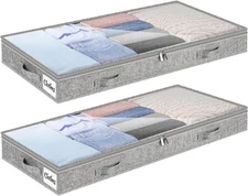4 Inch Low Profile under Bed Storage Drawer 2 Pack, Lightweight Underbed Clothes
