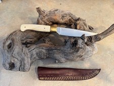 Stainless Steel Belt Knife With White Bone Ha...