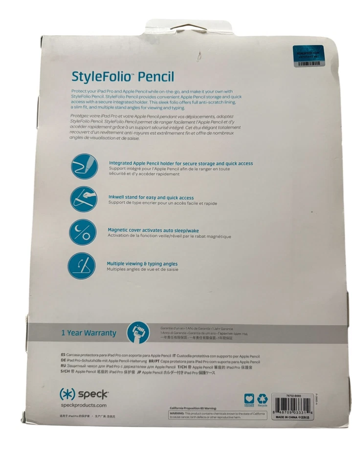 ProtectSpeck Stylefolio Pencil Apple iPad Pro 12.9 Case Black Faux Leather New - Image 2 of 3
