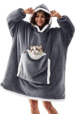 Med Wearable Blanket Hoodie Sherpa Fleece Sweatshirt Blanket
