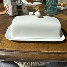 Dash of That White Porcelain Covered Butter Dish Large Butter Keeper