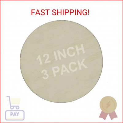 Creative Hobbies 12 inch Round Circle Cutout Shapes, DIY Unfinished Wood Craft S