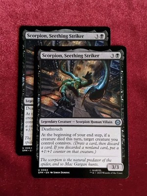 MTG ( x2) Marvel: Spider-Man #64 U - Scorpion, Seething Striker   Unplyd Mnt+ 