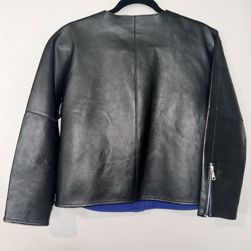 Maje Lamb Leather Jacket Black Size US Large French 40 Zipper Biker Y2K Moto - Picture 11 of 19