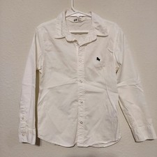 HM Kids White Long Sleeve Button Down Dress Shirt Size 6x Embroidered Logo