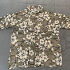 Hana Bay Shirt Mens Large Floral Hawaiian Aloha Button Up Rayon Vintage Retro