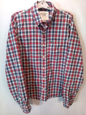 Abercrombie Fitch Muscle Fit Men's Long Sleeve Shirt, Large, Red Blue Plaid