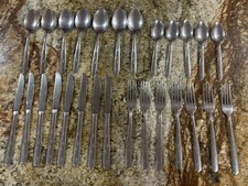 De colección Oneida Acero Inoxidable Patrón de Flecha Asiática MCM 1960 27 Piezas