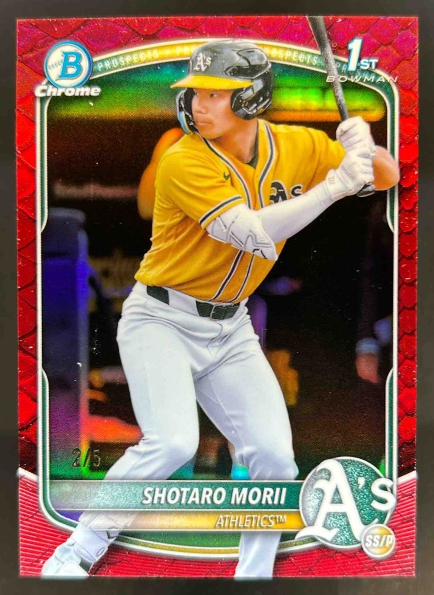 2025 Bowman Chrome Shotaro Morii Reptilian Red Refractor 1st Prospect #2/5