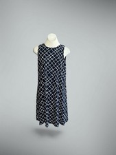 Anne Klein Navy Blue Sleeveless Swing Dress White 14