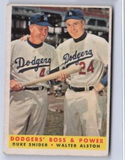 1958 Topps Dodgers Boss and Power Duke Snider Walt Alston #314 - Vg+ - S5313