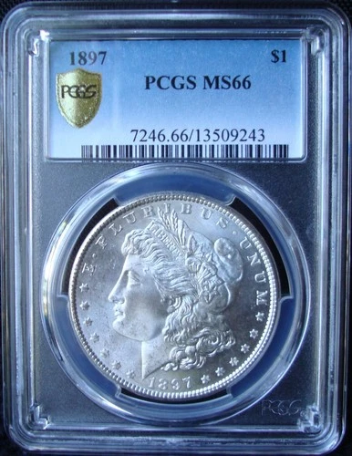1897 Morgan Silver Dollar - PCGS MS 66 - Gold Shield