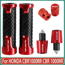 Handle Grips Handle Bar End Cap Tire Valve For HONDA CBR1000RR CBR 1000RR Red