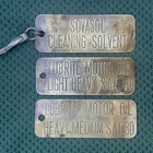 3 Vintage Luberite Motor Oil Brass Gas Station Tags / Signs