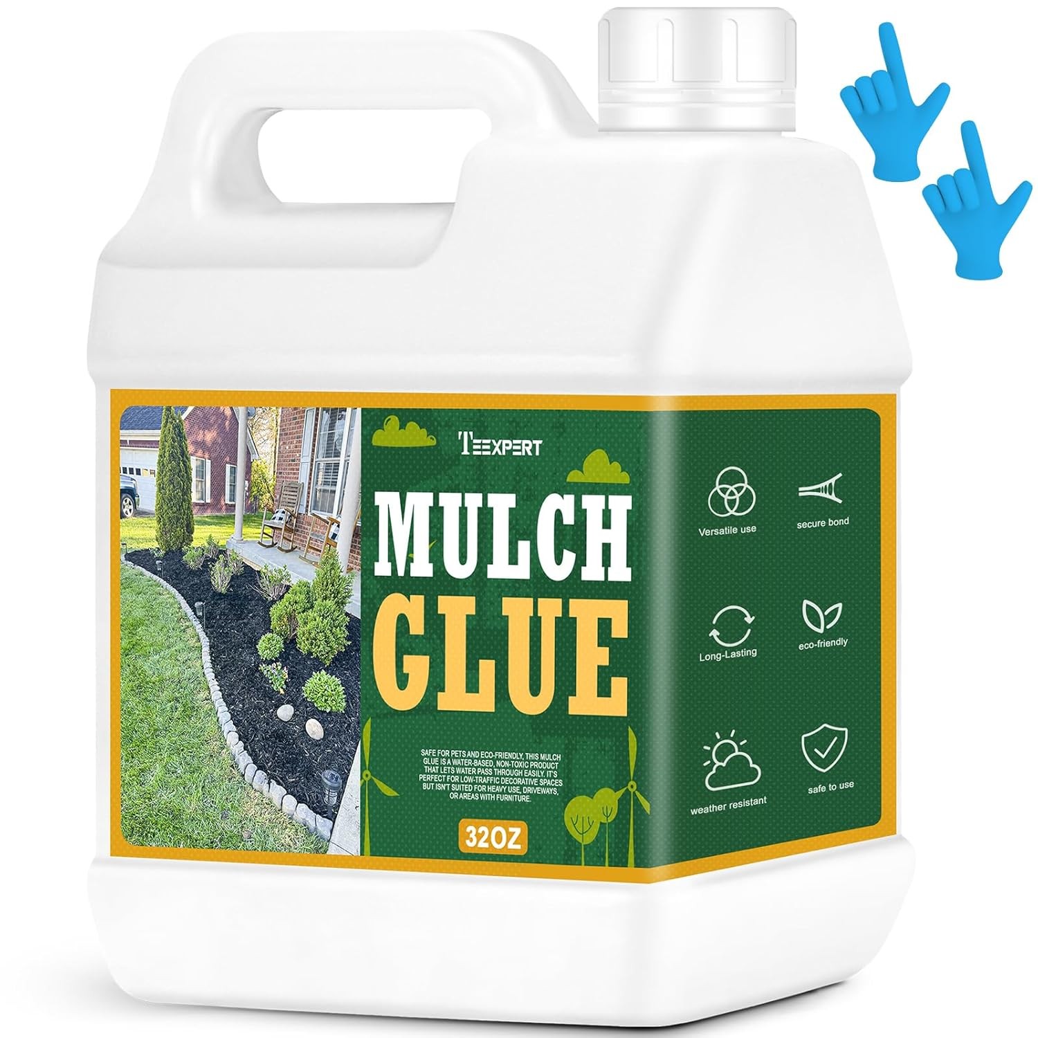 Teexpert 32OZ Mulch Glue for Landscaping - Long-Lasting Pine Straw,Bark,Rubber M