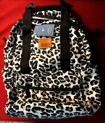 Choco Mocha Snow Leopard Backpack Teen Girls Travel Middle School 18'' Black New