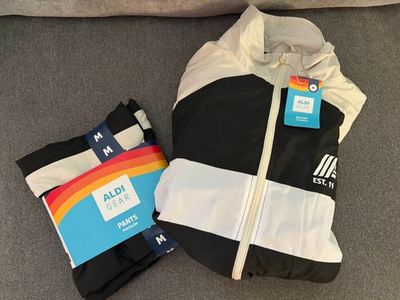 #ad ALDI Gear Windbreaker Track Jacket Pants Size M Black 50th Anniversary Edition $59.99