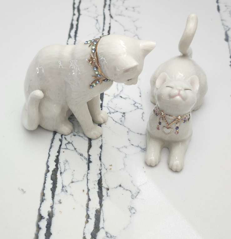 レノックス猫 Awake to a Kiss Lenox Awake to a Kiss White Cat with Jeweled Gold Collar | eBay