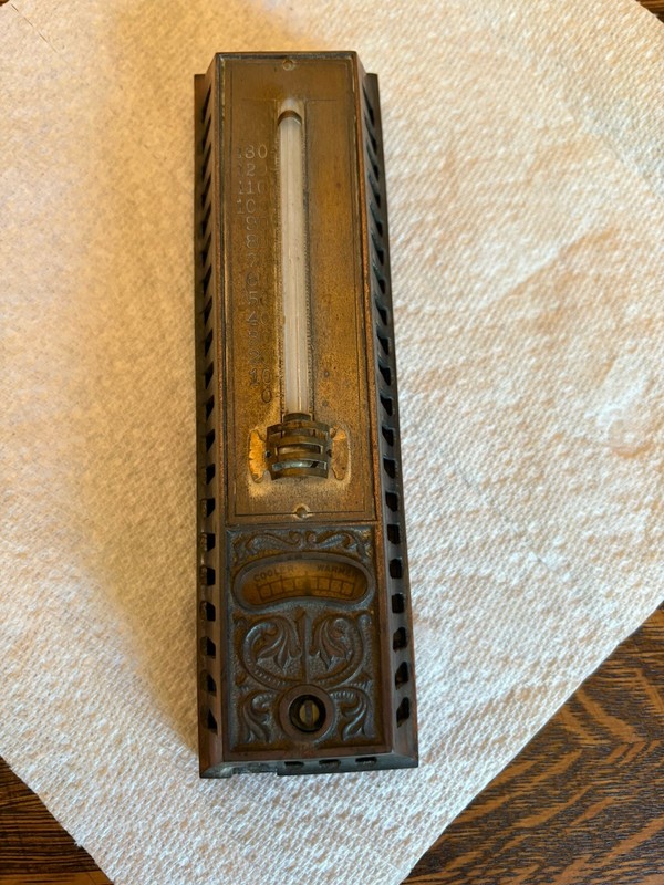 Antique Brass & Cast Iron Thermometer