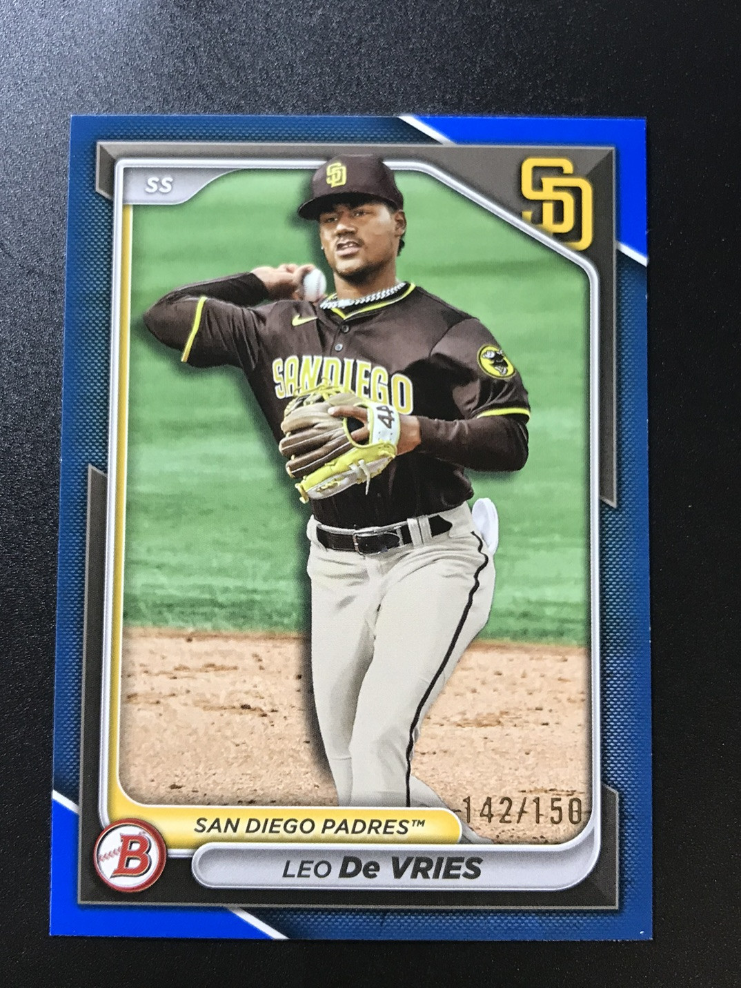 Leo De Vries 2024 Bowman Chrome Blue Refractor /150 #142 San Diego Padres-HD