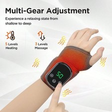 Heated Wrist Massager, 5 Heat/3 Vibration, 30-Min Timer, Universal Fit, Gift
