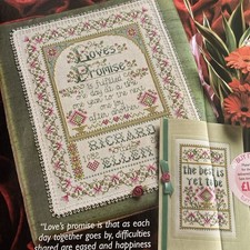 Joan Elliott love’s promise vintage wedding sampler and card Cross Stitch Chart