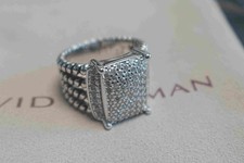 NewDavld/YurmanSterlingSilver925/Wheaton Pave Diamonds Ring 16x12mm Size 7