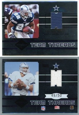 2004 Leaf Limited Team Threads Emmitt Smith/Troy Aikman Dual Game Jersey 39/50