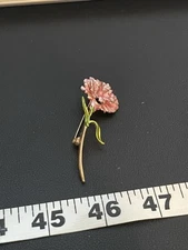 Pink Carnation Enamel Pin Brooch Pink Gold Tone Fashion Pin New
