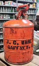 Vintage Red Metal Justrite Diesel Can 3 Gallon Marked J. C. Ware Gaffney, S.C.