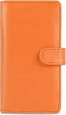 PU Leather Checkbook Cover for Register Duplicate Checks, Orange Wallet Style