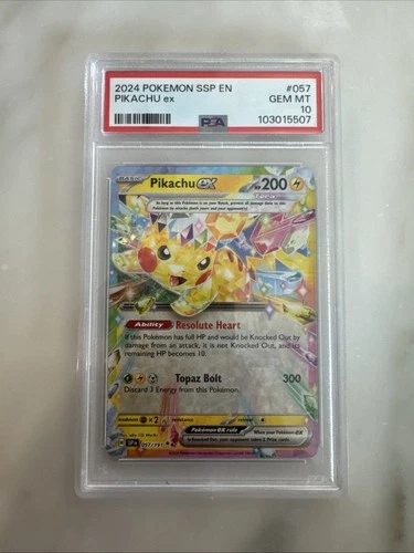 2024 POKEMON SSP EN-SURGING SPARKS #057 PIKACHU EX PSA 10