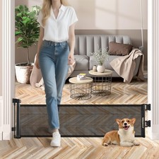 14" Tall Short Dog Gate to Step Over, Retractable Mesh Pet Door for Small Pup...