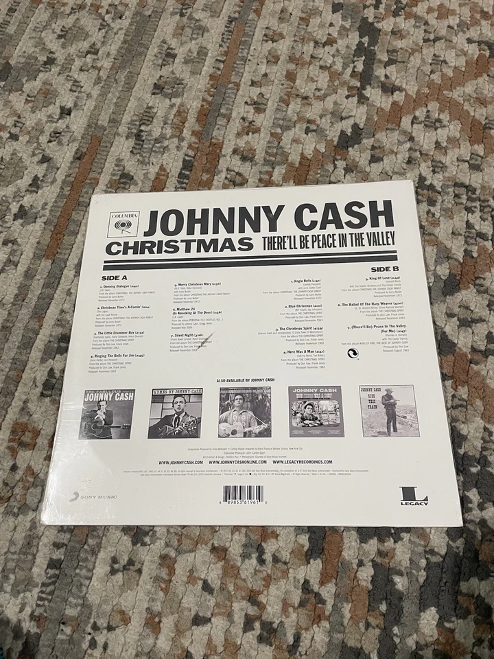 JOHNNY CASH CHRISTMAS THERE'LL BE PEACE IN THE VALLEY NEW AND SEALED UP LP - Image 2 of 2