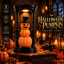 Halloween Pumpkin Lamp LED Jack O Lantern Gothic Table Light 3D Printed Decor