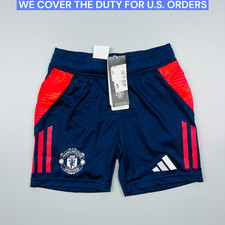 Manchester United Shorts 2024-25 Training Zip Pockets Soccer Adidas Youth Sz XS