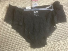 Vtg NOS Kmart Black Lace Sheer Nylon Briefs Panties 2 Pack Size L