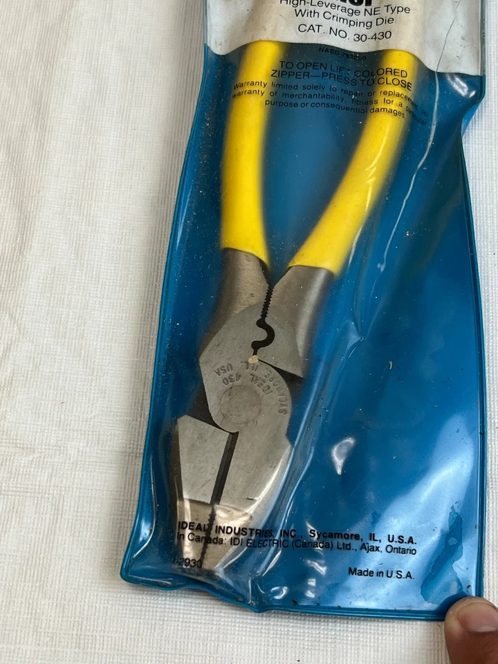 Vintage, 9" Side-Cutting Pliers, Ideal, Cat. No. 30-430, NOS - Image 2 of 4