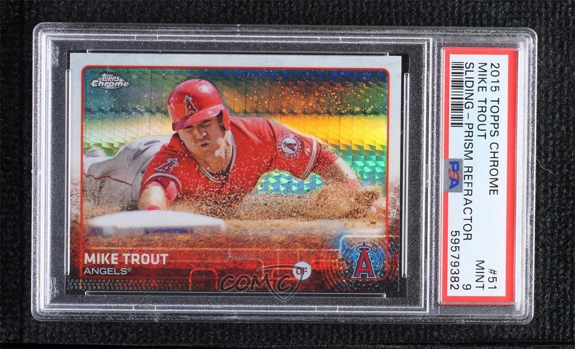2015 Topps Chrome Prism Refractor Mike Trout #51 PSA 9 MINT d4f