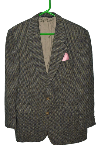 40R 40 Regular R HARRIS TWEED grau Vogelaugen Wollanzug Sport Mantel Blazer Jacke - Bild 3 von 15