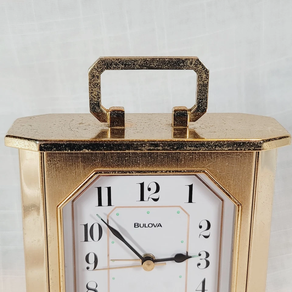 Bulova B-7330 Solid Brass Quartz Analog Desk Table Shelf Alarm Clock Made Japan - Image 2 of 4