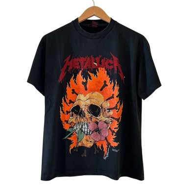 Vintage 1994 Metallica Pushead Flaming Skull Flower Heart