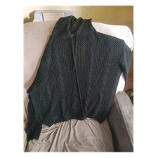 Dark Green Cable-Knit Pullover Sweater High Neck Long Sleeve Men's Classic