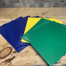 Lot 12 Vintage 2 Pocket Folders w/ Card Holder Blue Green Yellow School NOS