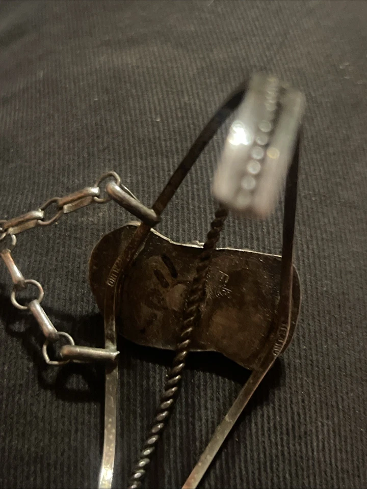 Sterling Silver Turquoise & Red Coral Navajo SET Ring Slave Bracelet - Image 4 of 4