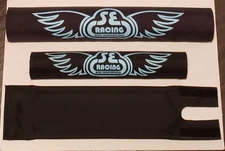 SE RACING PAD SET PK Ripper, Floval Flyer Black/Blue Vintage BMX