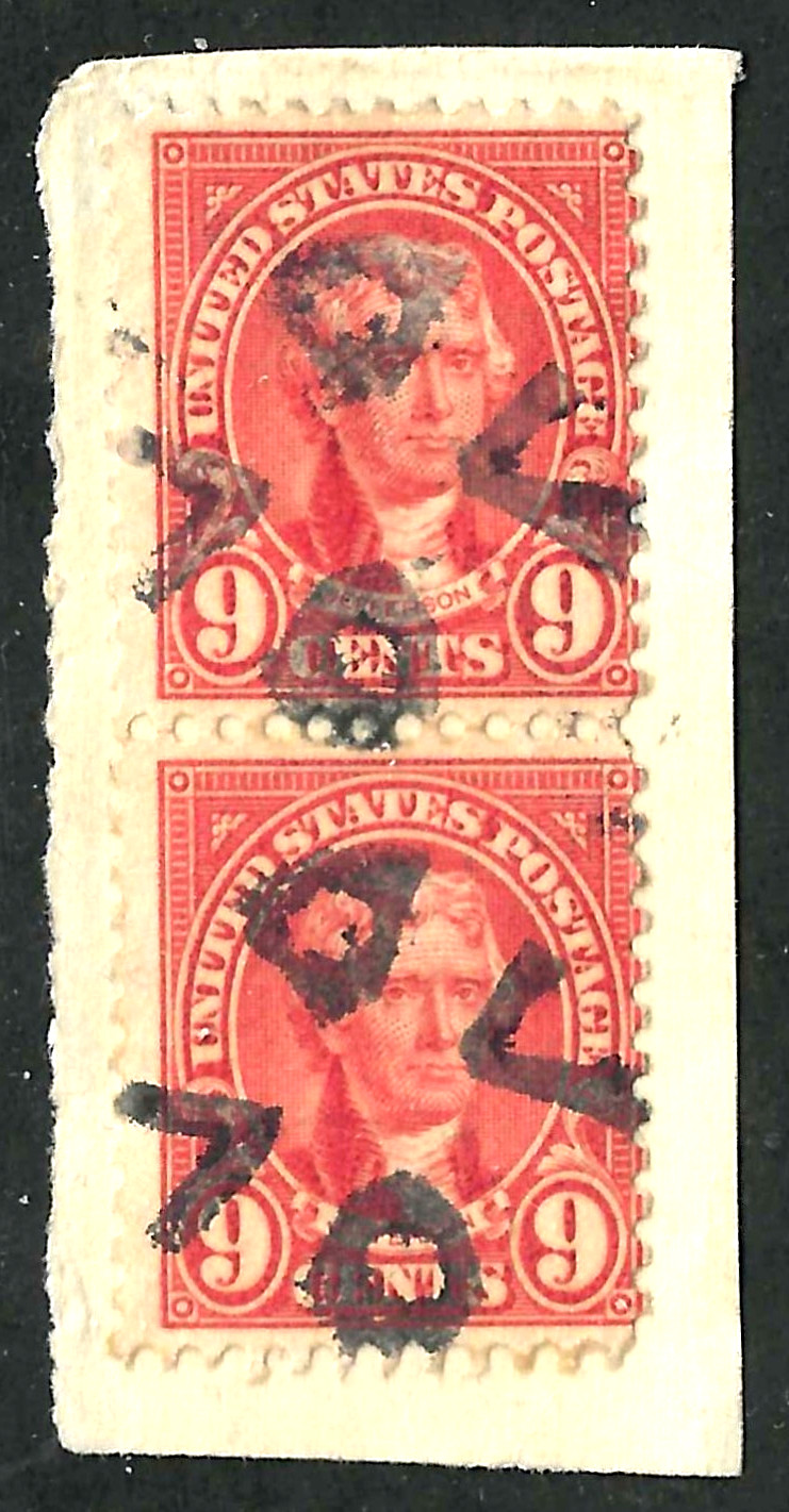 Fancy Cancel Pair 9 Cent Regular Issue 1923 US 89B52